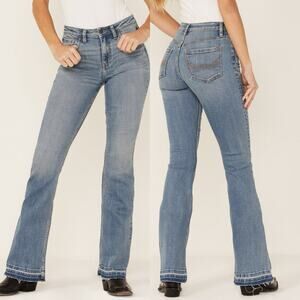 Idyllwind Old West High Rise Flare Jeans Womens Size 2 Released Hem Medium Wash